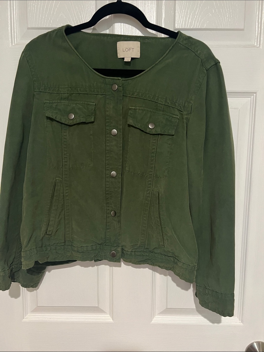 LOFT Green Utility Snap-Front Jacket
